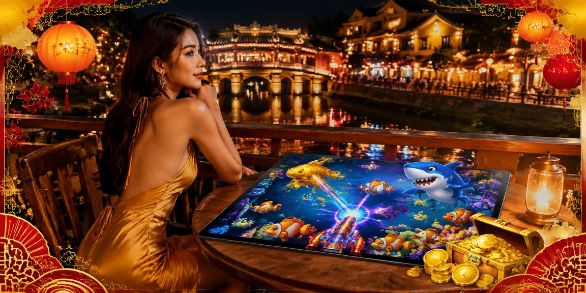 Người chơi tại Hội An khám phá game bắn cá mới trong quán cà phê với ly cà phê bên cạnh